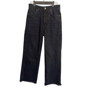 2/$30 Zara 4 Jet Black Raw Hem Wide Leg Jeans